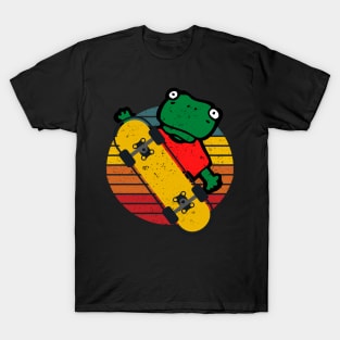 Retro frog on skateboard.Skateboarding gift T-Shirt